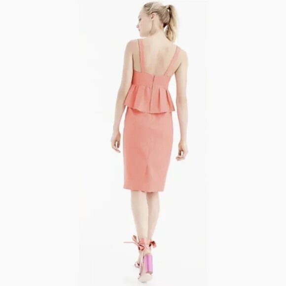 NWT J. Crew Strappy Peplum Party Dress in Cotton Silk Faille, Coral, 4 - Picture 11 of 11